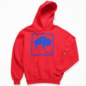 NEW Buffalo Bills Mafia 1962 Square Big Graphic Fleece Pullover Hoodie RED